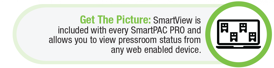 SmartView is included with every SmartPAC PRO and allows you to view pressroom status from any web enabled device.